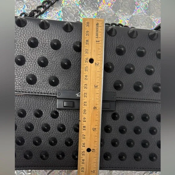 Foley + Corinna Black Spiked Studded Shoulder Bag Spikes Punk Goth - Picture 14 of 17